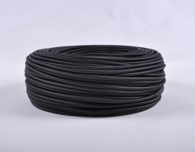 Fabric Textile 2/3 Core Round Cable Black