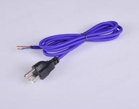 USA 3 Pin Plug with Fabric Cable Purple