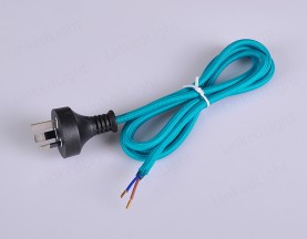 Australian 3 Pin Plug with Fabric Cable Teal