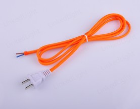 Chinese 2-Pole Flat Plug with Fabric Cable  Orange