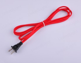 USA 2 Pin Plug with Fabric Cable Red