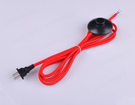Chinese 2-Pole Flat Plug with Foot Switch and Fabric Cable Red