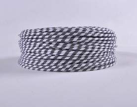 Fabric Textile 2/3 Core Round Cable Black & White